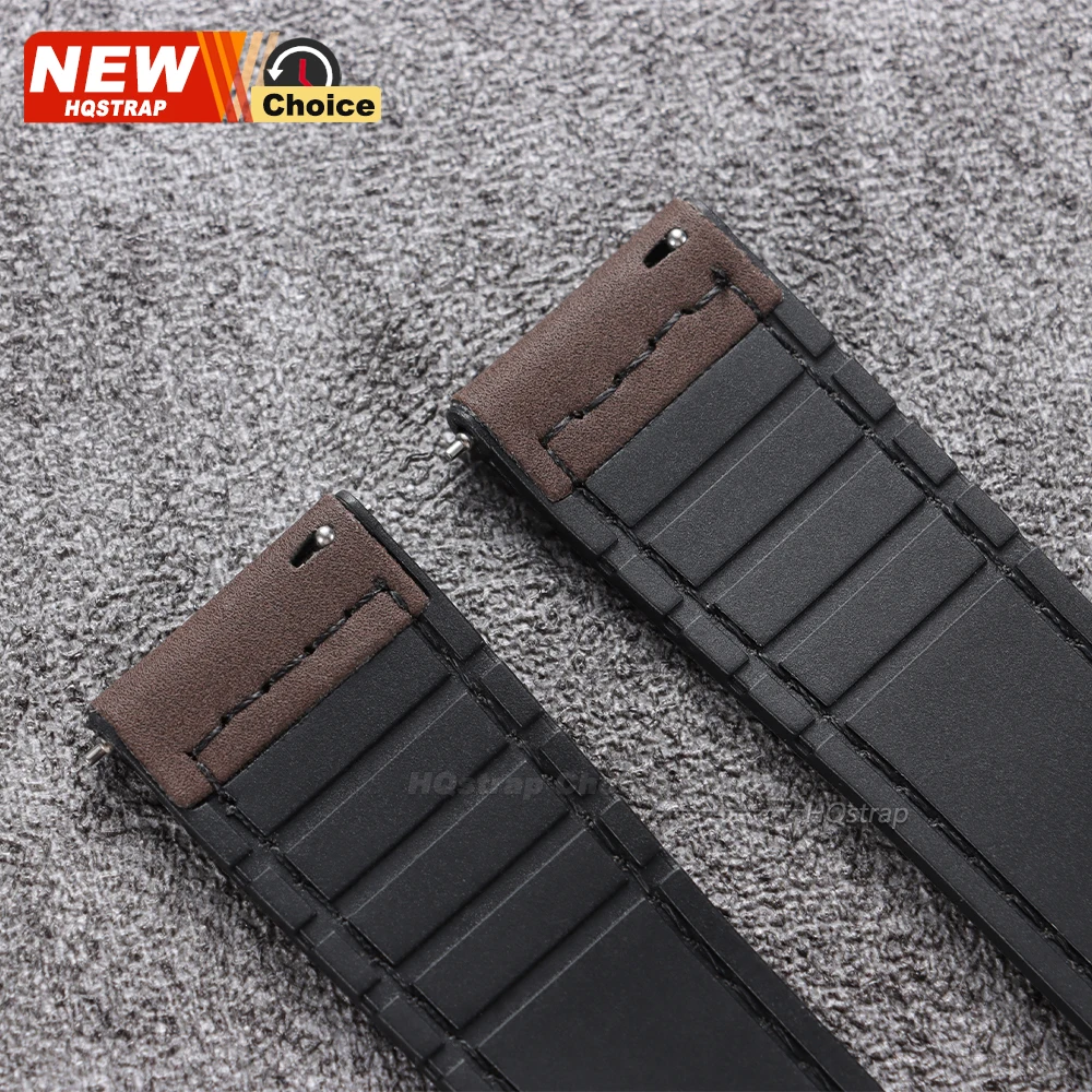 Magnetic Clasp Leather and Silicone Watch Band, Universal Fit (20mm/22mm)