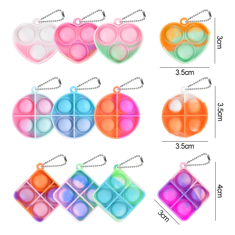 10/20Pcs Pop Fidget Toys Mini Keychain Toddler Sensory Toy Gifts Kids Birthday Party Favors Pinata Goodie Bag Fillers Wedding
