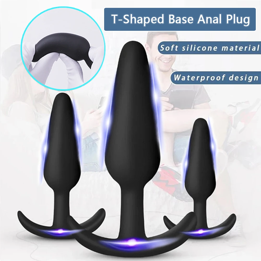 Analplug in 3 verschiedenen Größen, weiches Silikon, Anal-Buttplug-Stimulator, Sexspielzeug für Erwachsene, für Männer/Frauen, Prostata-Massagegerät, Analtrainer 1