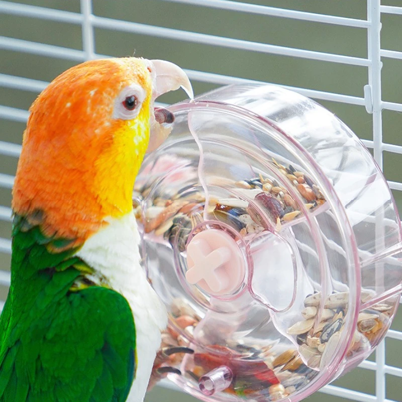 Rotate Pet Parrot Toys Wheels Bite Chewing Birds Foraging Food Box Cage Feeder Birds Accessoires
