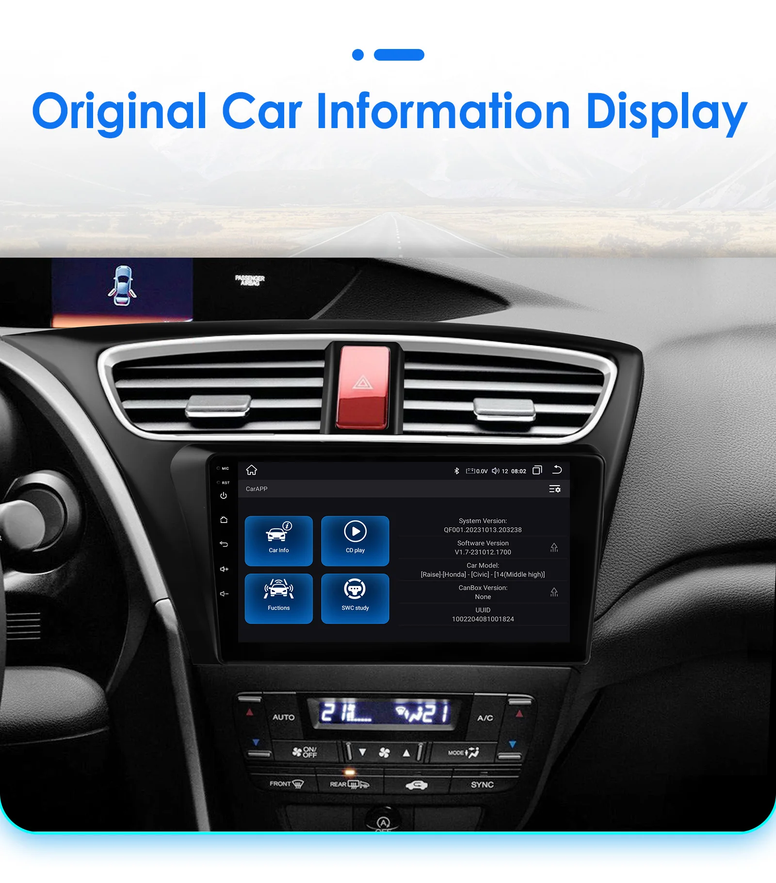 2Din Android13 Car Radio For Honda Civic 9 FK FB 2012-2017 wireless carplay Intelligent Screen 2din autoradio DSP 4G 360Camera