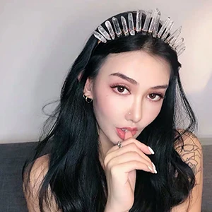 Raw Crystal Quartz Crown Headband Handmade Tiara Natural Stone Headband for Woman Wedding and Parties