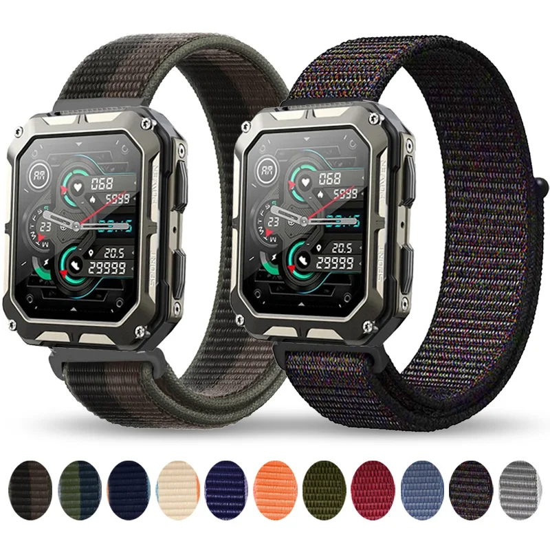 Cinturino Ad Anello In Nylon Da 22Mm Per Accessori Smartwatch C20 Pro Braccialetto Di Sostituzione Cinturino Sportivo Correa Per Il Nuovo Cinturino C2