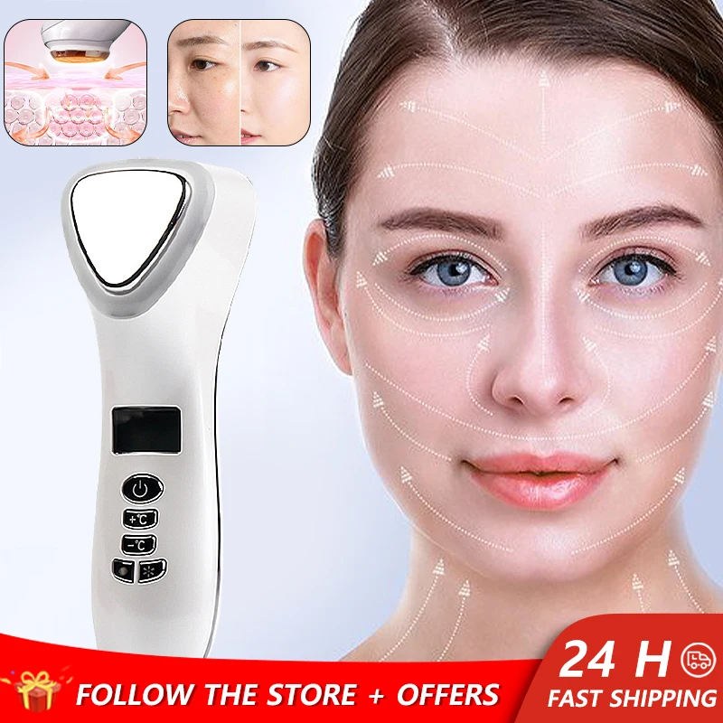 Frozen Ultrasonic Therapy Facial Vibration Massager Hot and Cold Hammer Photon Wrinkle Removal Pore Shrink Beauty Instrument vibration electronic lead in instrument anti age lighten dark circles electric eye massager eye bags removal iontophoresis