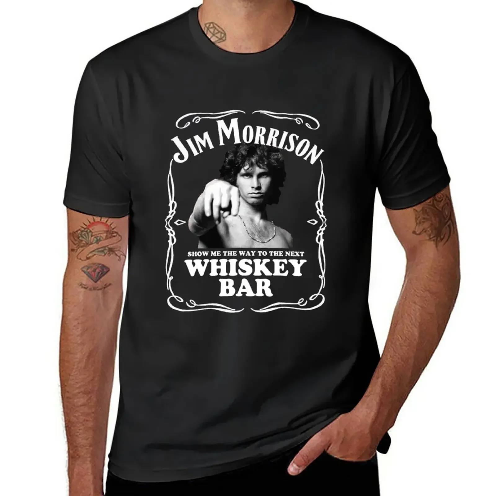 Jim Morrison Show Me The Way To Next Whisky Bar Doors T-Shirt Graphics Plus Size Top Magliette Per Uomo