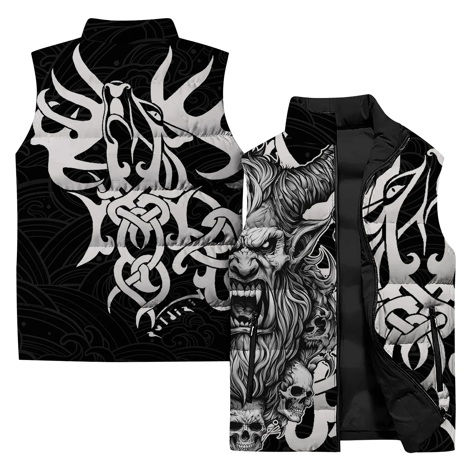 thumbnail image 1 of Chalecos fríos para hombre, chalecos personalizados con estampado de monstruos para hombre, chaquetas de invierno para hombre con protección contra el frío y el calor, ropa de tendencia informal para, 1 of 4