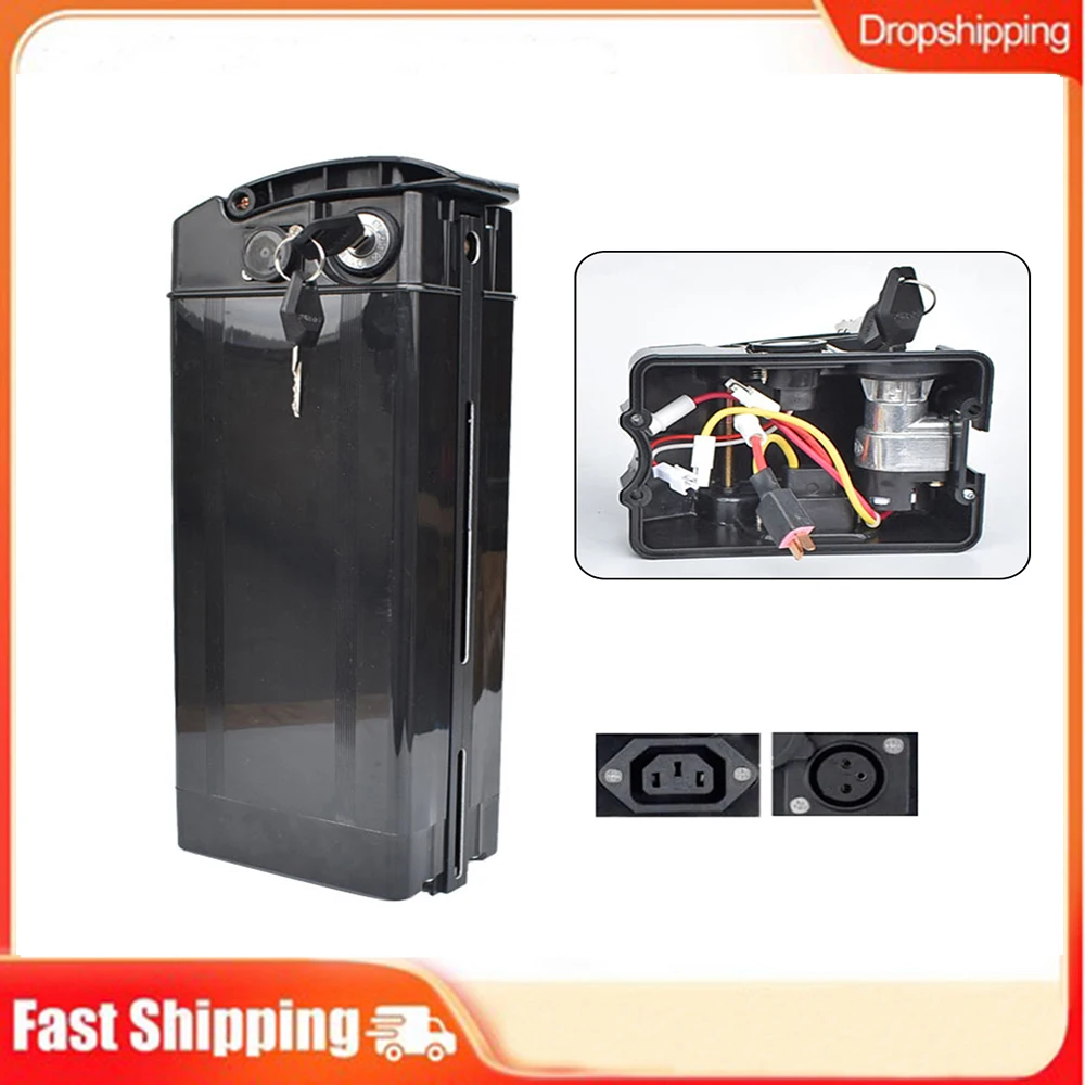 

Electric Bike Battery Box Ebike Large Capacity Holder Case 1865 Lithium Battery Holder With Charging Socket And Output Port