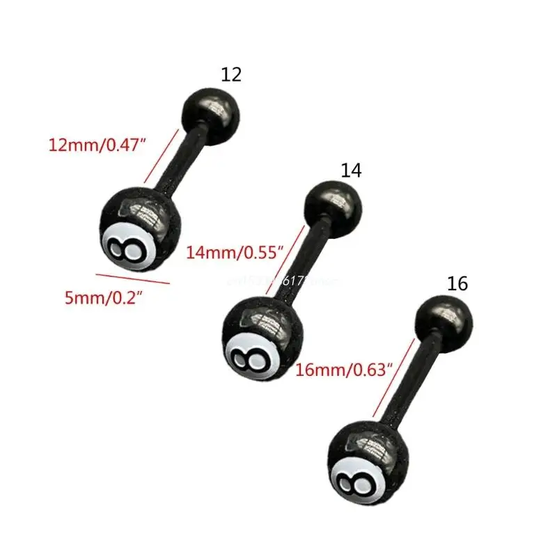 1pc Black Number 8 Billiards Ball Tongue Nail Women Cool Punk Sexy Tongue Ring Charm Trend Body Piercing Jewelry piercing jewelry body piercing jewelry body jewelry