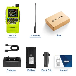 Long-Range Rechargeable Walkie Talkie Set with Wireless Programming (TD-H3-Green)