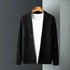 Spring Autumn Men's Knitted Cardigan Sweater Outerwear Casual V-Neck Thin Style Trendy Business Wear For Summer And Winter