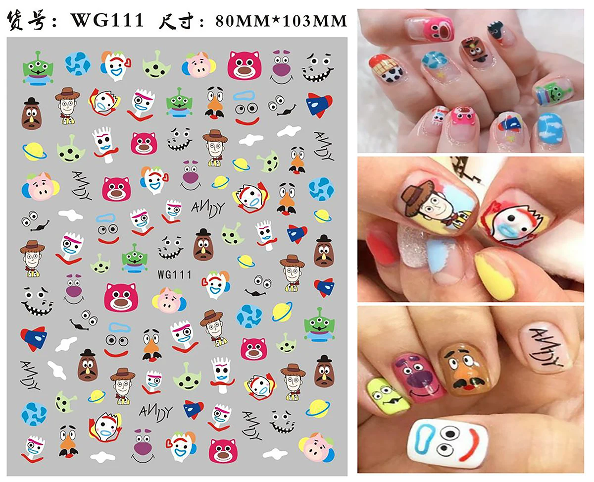 

Toy Story Anime Character Nail Stickers Disney Stitch Nail Art Decoration Nail Slider Cartoon Mickey Mouse Nail Decal Manicure