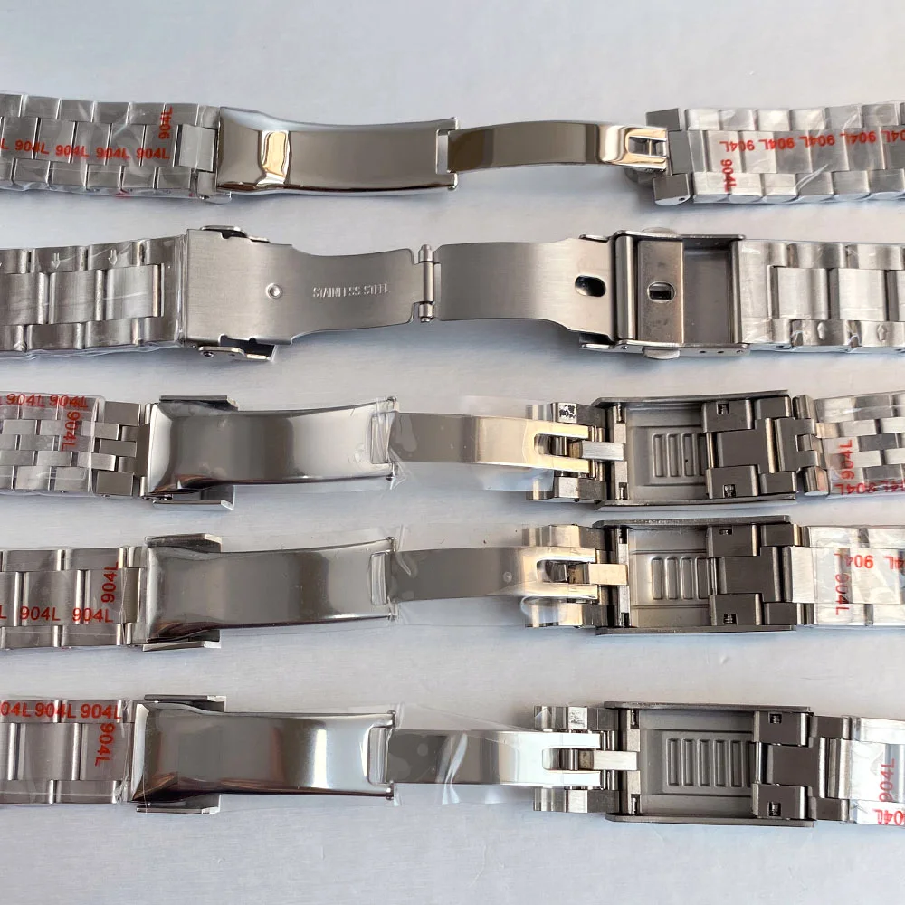 Silver Stainless Steel Jubilee Watch Strap Bracelet, 20mm Width, with Glide Lock Clasp