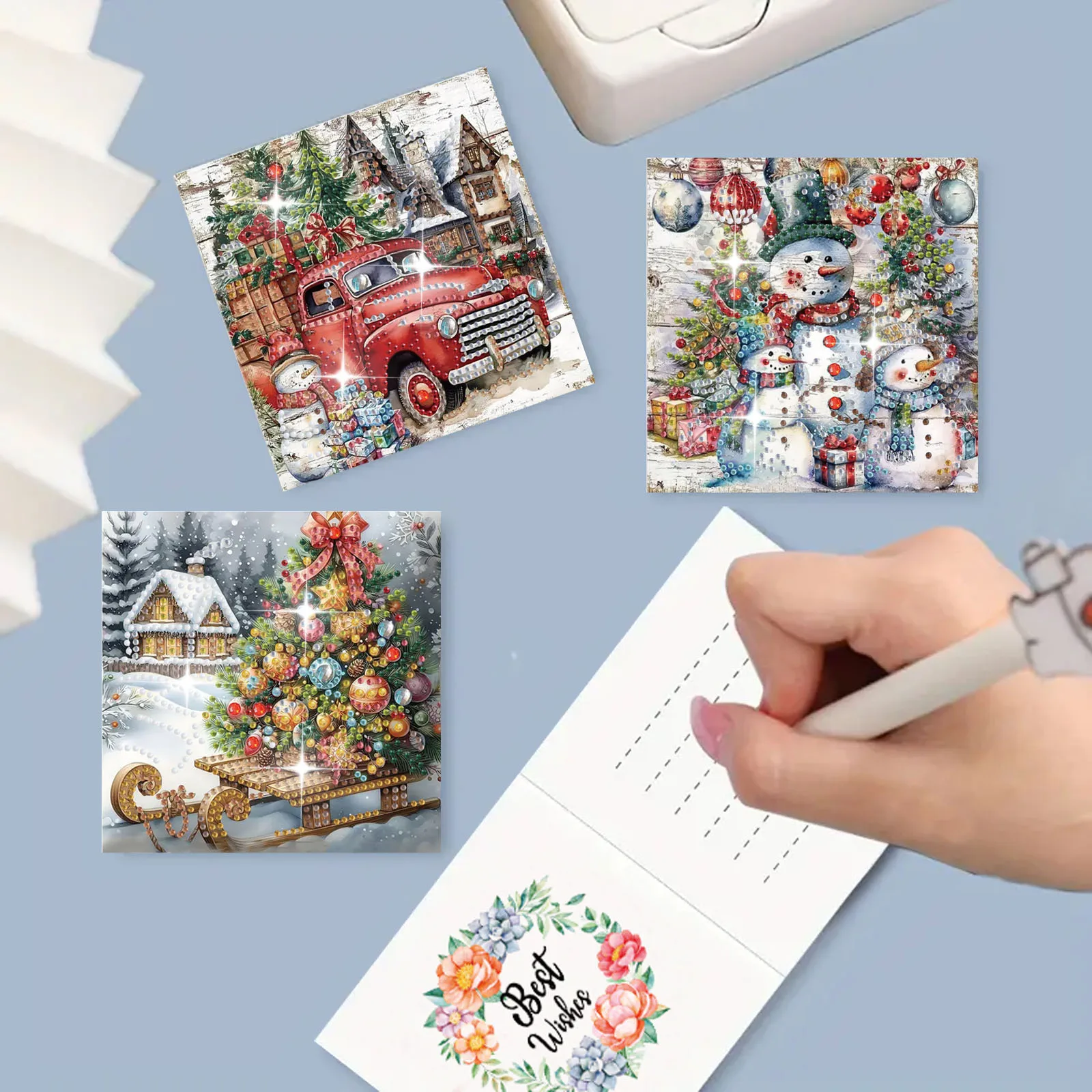 6 piece DIY diamond painting set Christmas theme greeting card unique design irregular shape diamonds diamond painting diamond painting accessories painting set