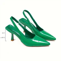Sandales à talons hauts pour femmes, nouvelle marque, chaussures Slingback, mode dames, élégantes, talon moyen, bout pointu, à enfiler, printemps 2024 6
