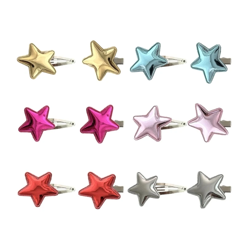 

Lovely Five-Pointed Hair Clip PU-Leather Hairpins Barrettes Sweet Hair Side Clip Hair Accessory for Kid Teens Girls 264E