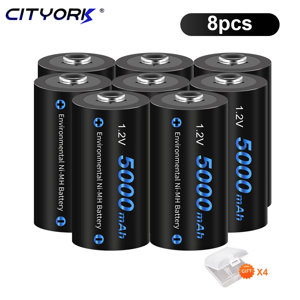 replacement batteries CITYORK battery C 5000mAh 1.2V C size rechargeable battery R14 C Cell rechargeable batteries C r14 battery for Radio Flashlight lithium button batteries Batteries