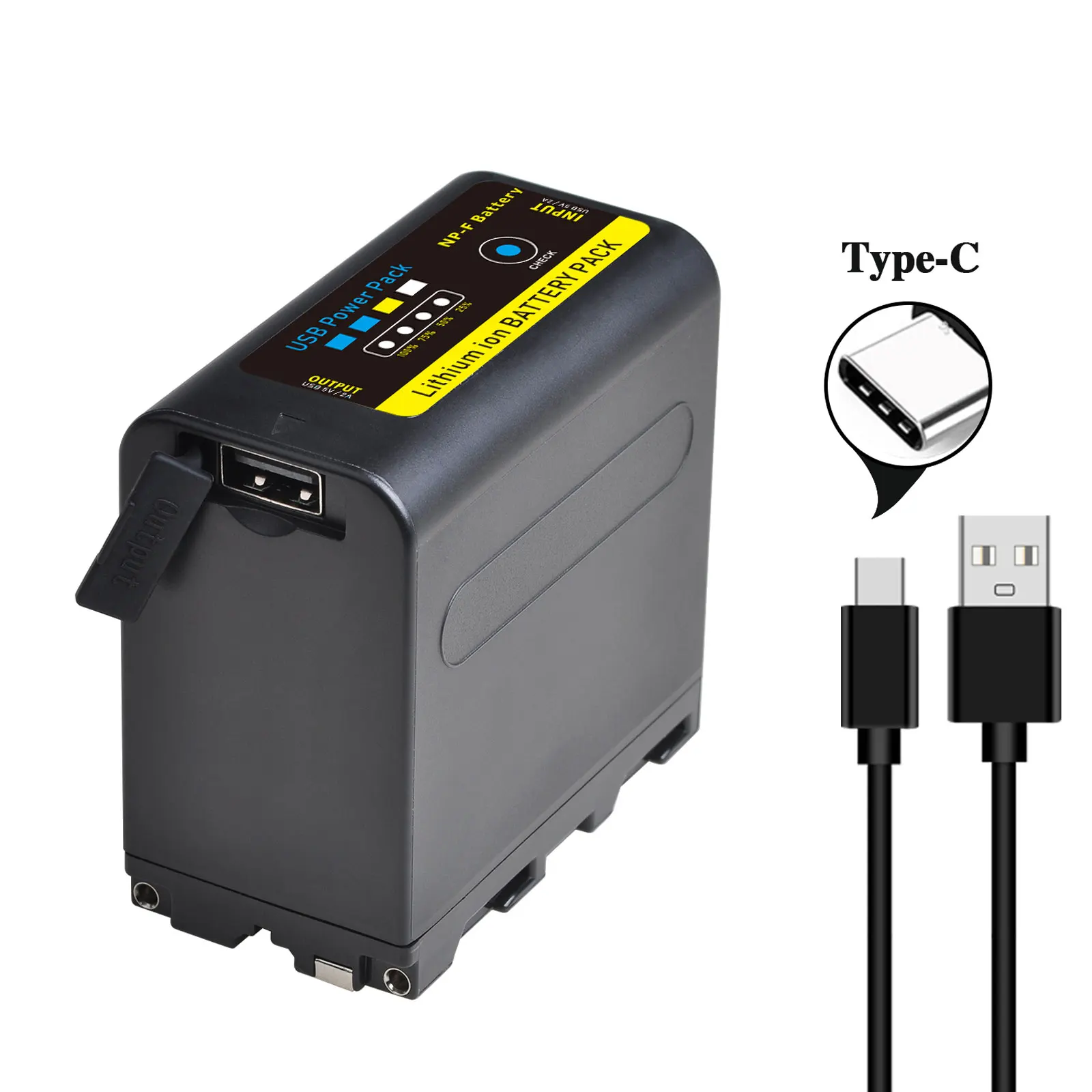tipo c np F980 9600mah np F970 Np-f960 Bateria Led Botão de Energia para Sony Plm100 Ccd-trv35 Mvc-fd91 Mc1500c - Image 2