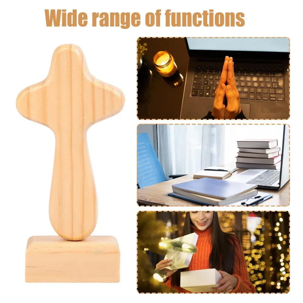 Description Picture 2 of itemTabletop Crosses Wooden Sculpture Decoration Wooden Christian Statue With Magnetic Base Church Home Shelf Tabletop Ornaments