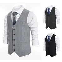 2024 Euro Code New Men's Striped Single-breasted Waistcoat Men's Casual Striped Men's Suit Retro Vest Waistcoat 2