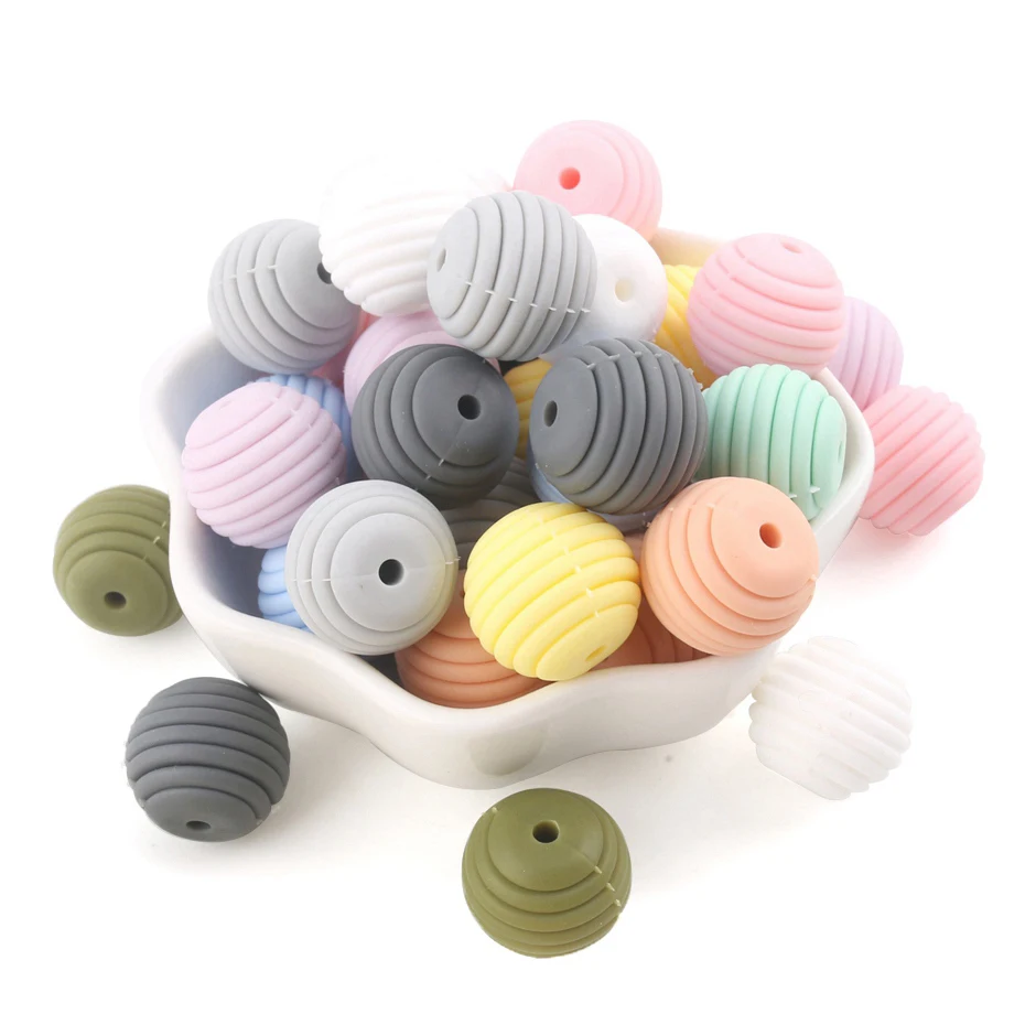 Bopoobo 15mm 50pc BPA 무료 실리콘 작은 막대 나선형 구슬 실리콘 진주 실리콘 스레드 설치류 구슬 Teether
