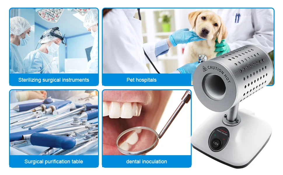 Lab Infrared Sterilizer with 14/35mm Inoculation Loop Sterilizer  400°C/825°C fo