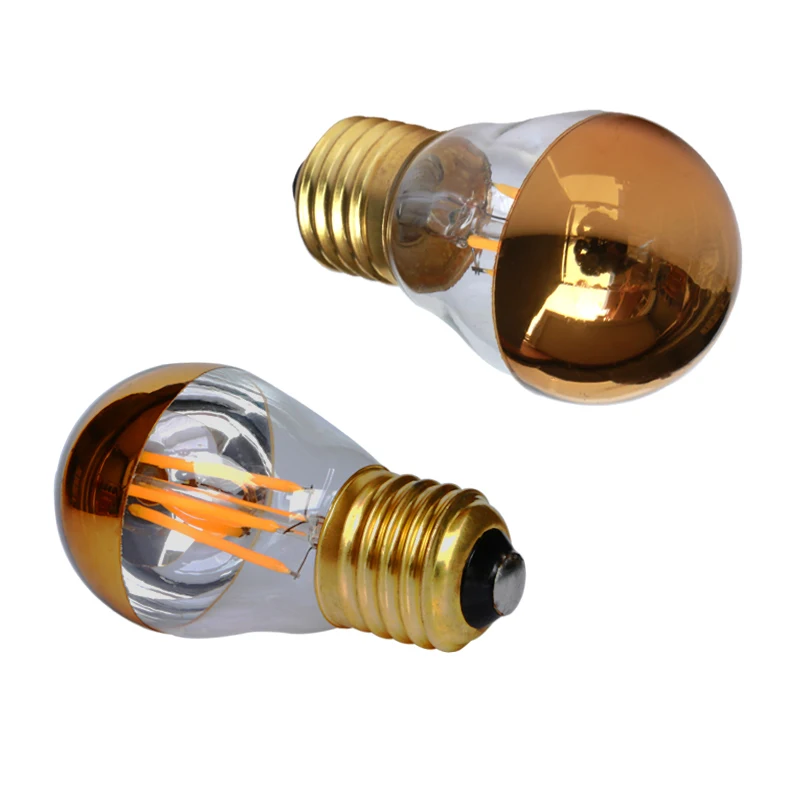 장 LED 필라멘트 전구 E27/E26 COB 4W 110V/220V 그림자 없는 촛불 전구 G45 반골드 탑 램프 홈 데코용