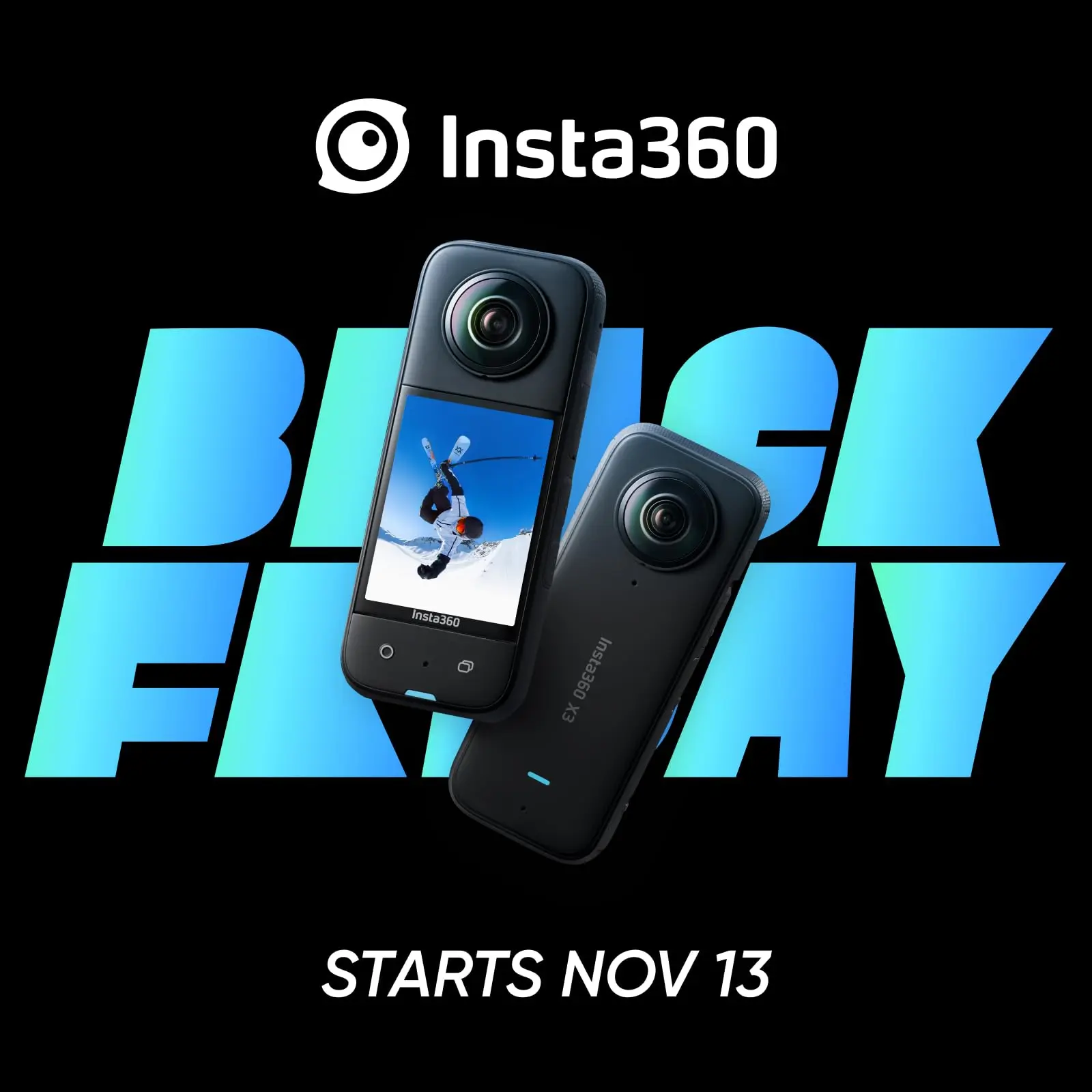 Insta360 X3 caméra action 360° 5.7K étanche sous l'eau avec reflets lumineux