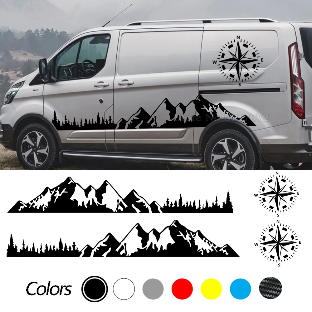 

4PCS/Car Door Stickers Motorhome Camper Van For Ford Transit MK6 MK7 MK8 Tuning Accessories Compass Graphics Vinyl Film Decals