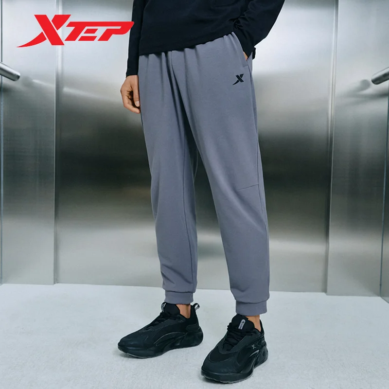 Xtep Knitted Trousers For Men Spring Sweat-Absorbing Men's Sweatpants Fashion Leisure Cropped Pants Bottoms 876129840089 casual sports pants