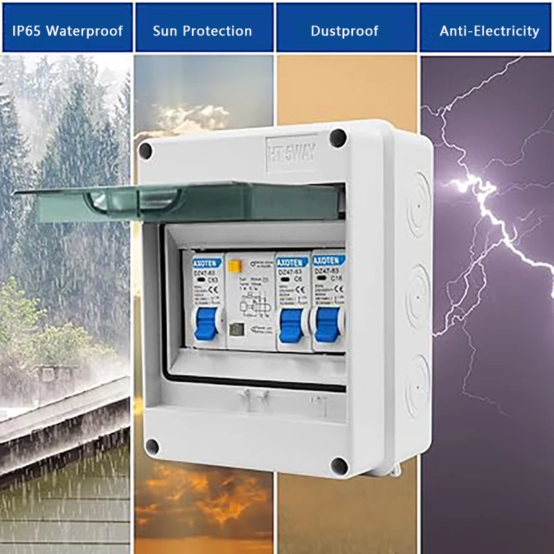 HT Series 5/8/12/15/18/24 Ways IP65 Waterproof Electrical Distribution Box Circuit Breaker PC ABS Plastic MCB Power Junction Box electrical distribution box