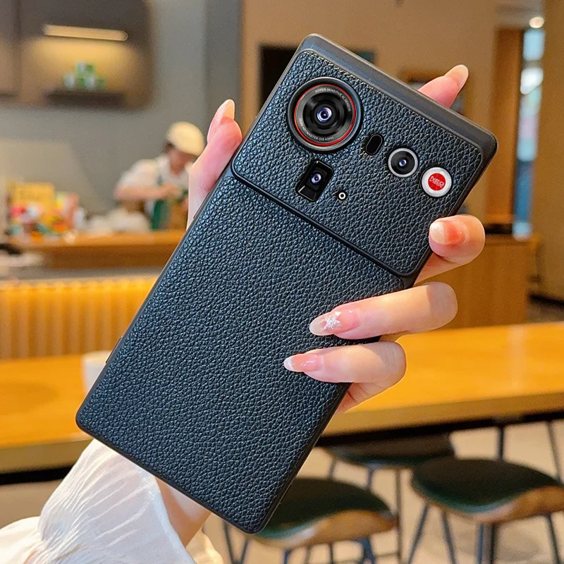 Premium Vegan Leather Lychee Texture Shockproof Case - Anti-Drop Hard Cover, Nubia Z80 Ultra