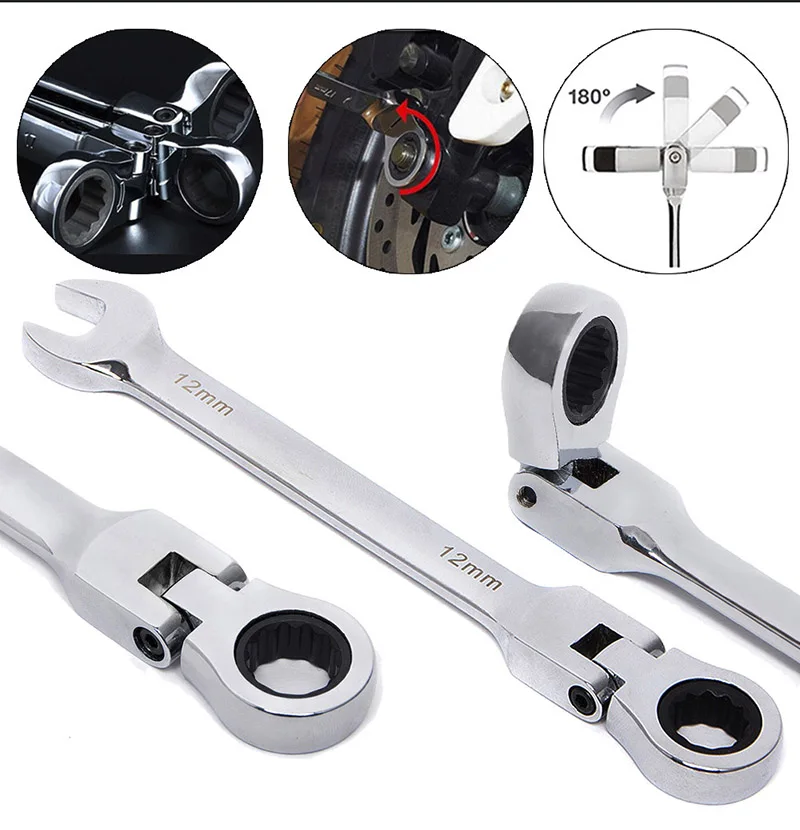 Ratchet Wrench Set Flex Head Ratcheting Wrench Set Combination Ended Spanner kits Chrome Vanadium Steel Hand Tools Socket Key