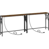 2 Pack Narrow Sofa Table with Charging Station, 39.4" L X 5.9" W X 29" H, Skinny Console Table, Long Entryway Table, Hallway 1