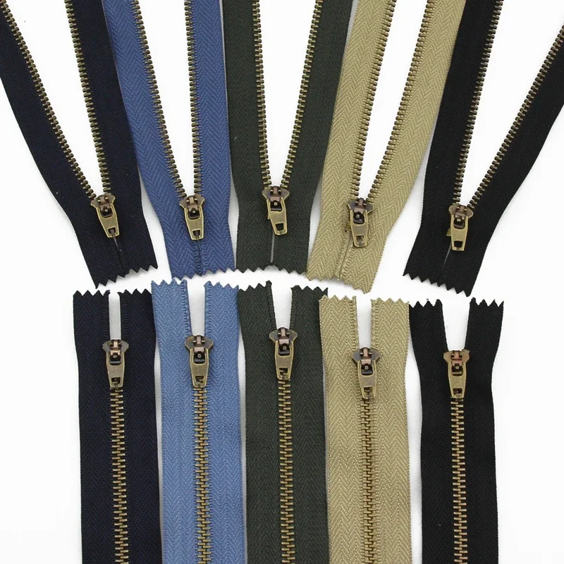 3pcs 10-18cm Jeans Zipper Metal Bronze Tailor Sewer Zippers Sewing Accessories DIY 4# meetee 1pc 60 300cm 8 resin zipper open end long zip closure diy down jacket coat tent tailor sewing accessories za011