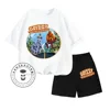 Unique Grizzy the Lemmings Animated Cartoon Print Design O-neck Short Sleeve and Hip Hop Shorts Summer Children Two-piece Set 2