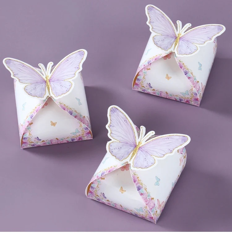 Pink Butterfly Candy Boxes – Gift Packing Bags for Girl Birthday, Baby Shower, Party Fa... - SKU CCB02009 - UGI Packaging