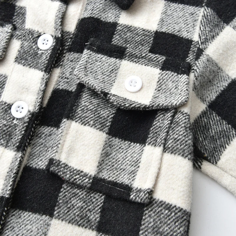 top and top Unisex Baby Boys Girls Long Sleeve Plaid Cotton Tee Shirts Tops Single Breasted Turn-down Casual Blouse