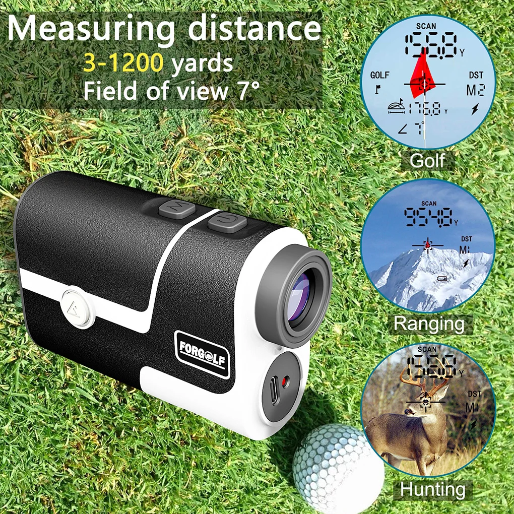 Golf Laser Rangefinder Outdoor Hunting Rechargeable 7X Magnification RangeFinder  With Slope Golf Accessories