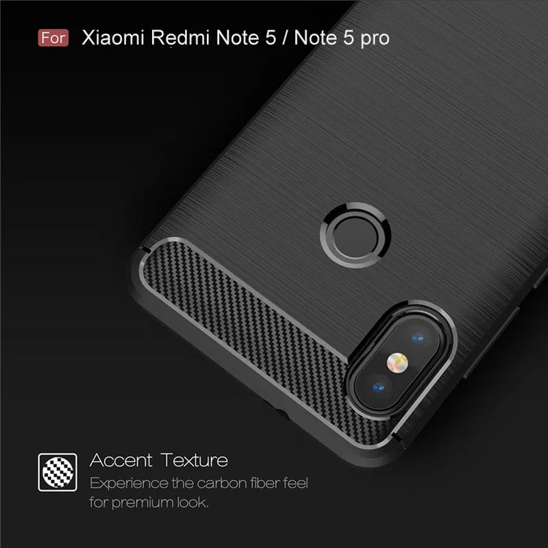 Shockproof Soft Matte Carbon Fiber Phone Cover - Silicone Case for Xiaomi Redmi Note 5 & Note 5 Pro