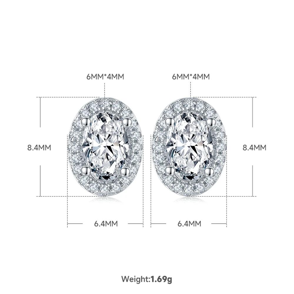 Vinregem 100% 3EX VVS1 D 컬러 오벌 컷 리얼 모이사나이트 다이아몬드 보석 목걸이/귀걸이 쥬얼리 세트