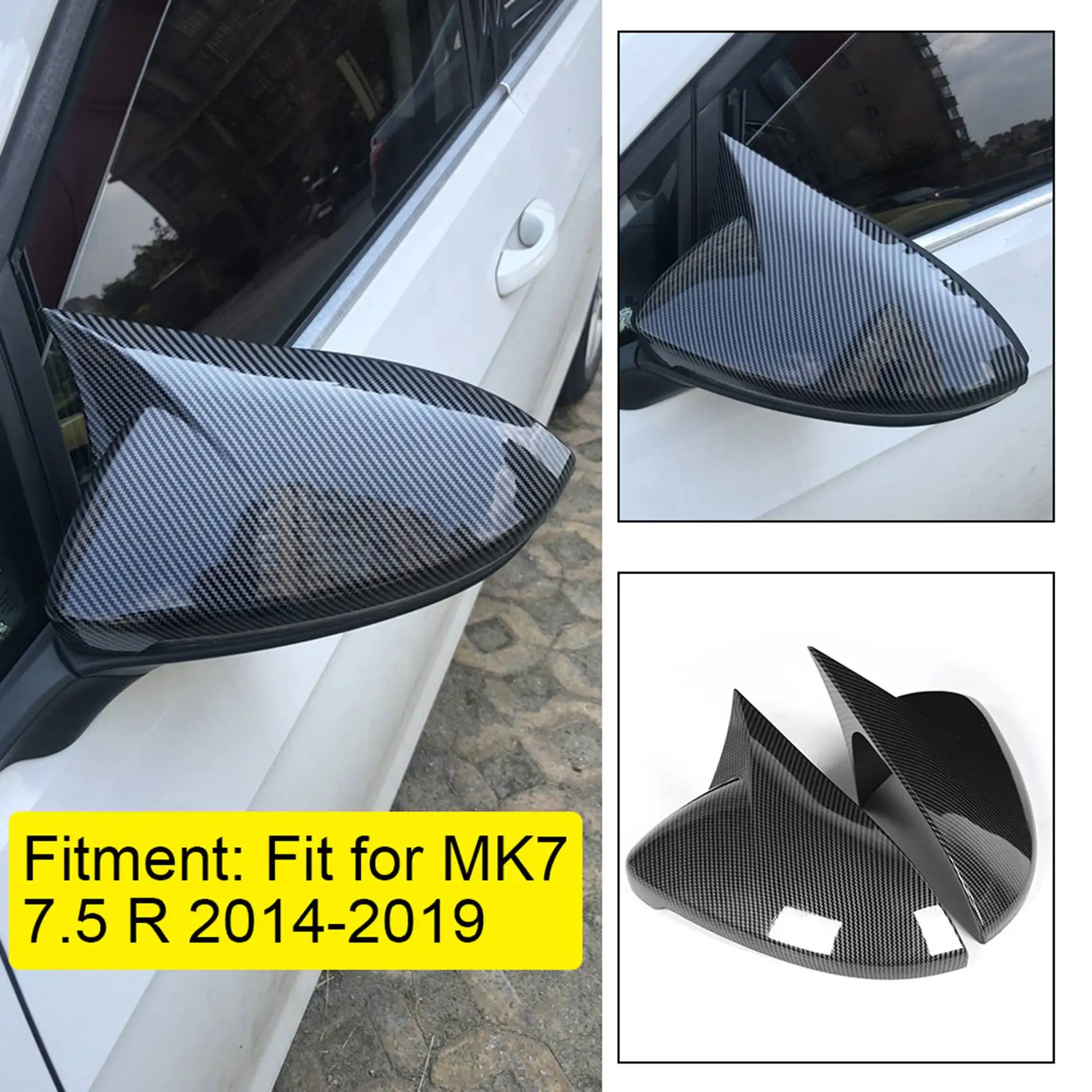 차량용 밝은 블랙 백미러 커버, 리버싱 미러 하우징, 사이드 미러 캡, VW 골프 7 7.5 MK7 7.5 GTI-R
