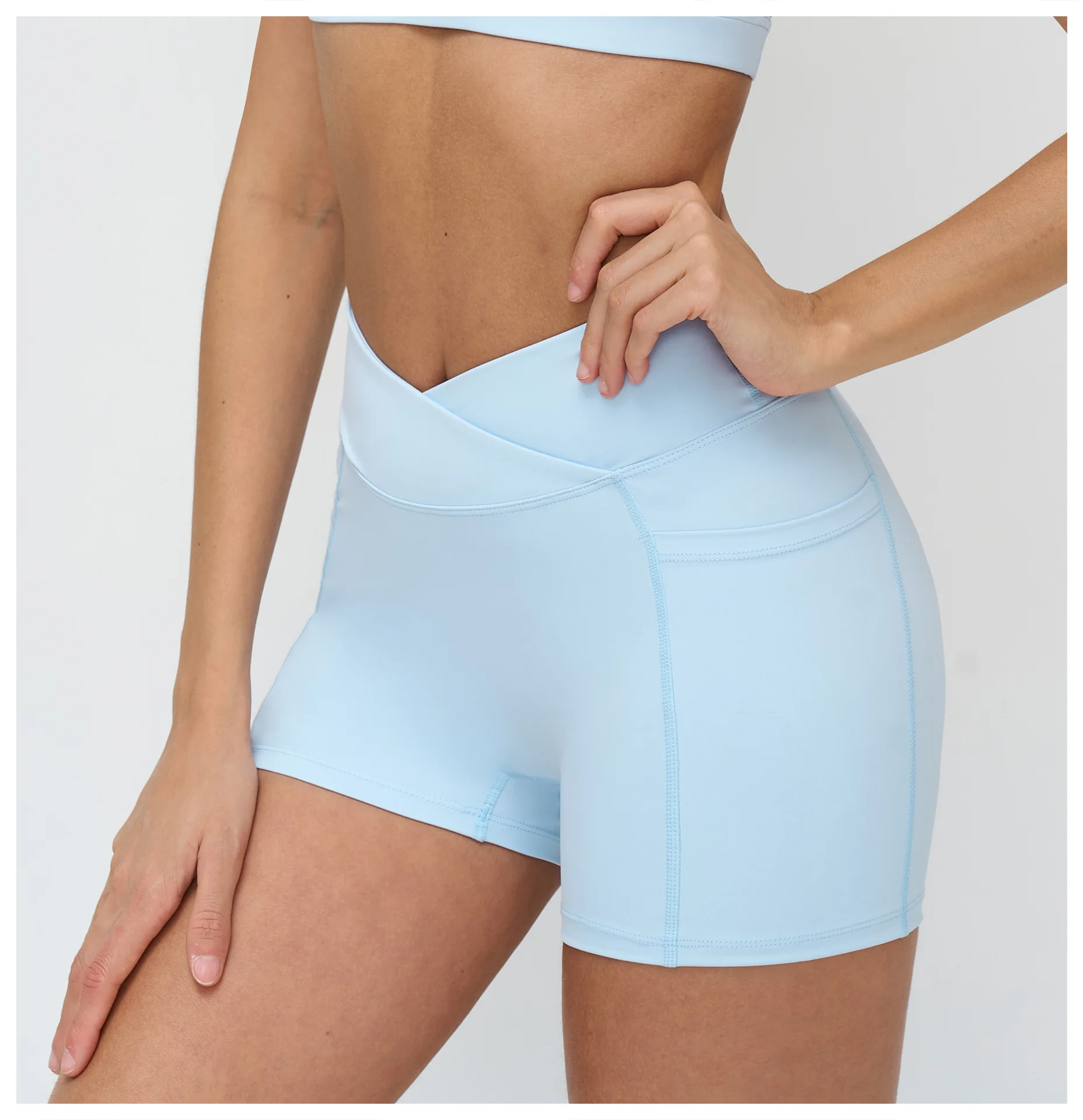 Legging Court Sport Femme Taille Haute avec Poches