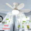 40W Socket Fan Light with Remote, 20.5in Ceiling Fan with LED, E27 Cordless Light Screw Fan for Kitchen, Bedroom, Small Rooms 1
