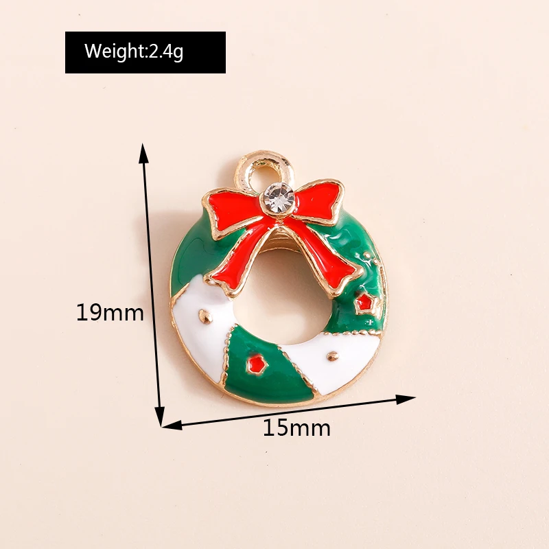 10 Stück süße Emaille Weihnachten Weihnachtsmann Charms Schneemann Glocke Anhänger für Halskette Ohrringe DIY Armband Schmuck Zubehör – Detail 21