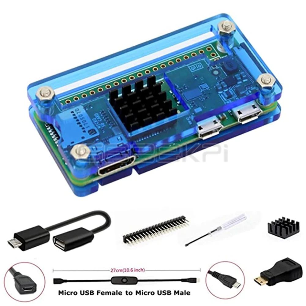 Geeekpi-kit Básico de Iniciação com Caixa Acrílica Caixa Raspberry Zero Cabeçalho Gpio 20pin 2w em 1 - Imagem 3