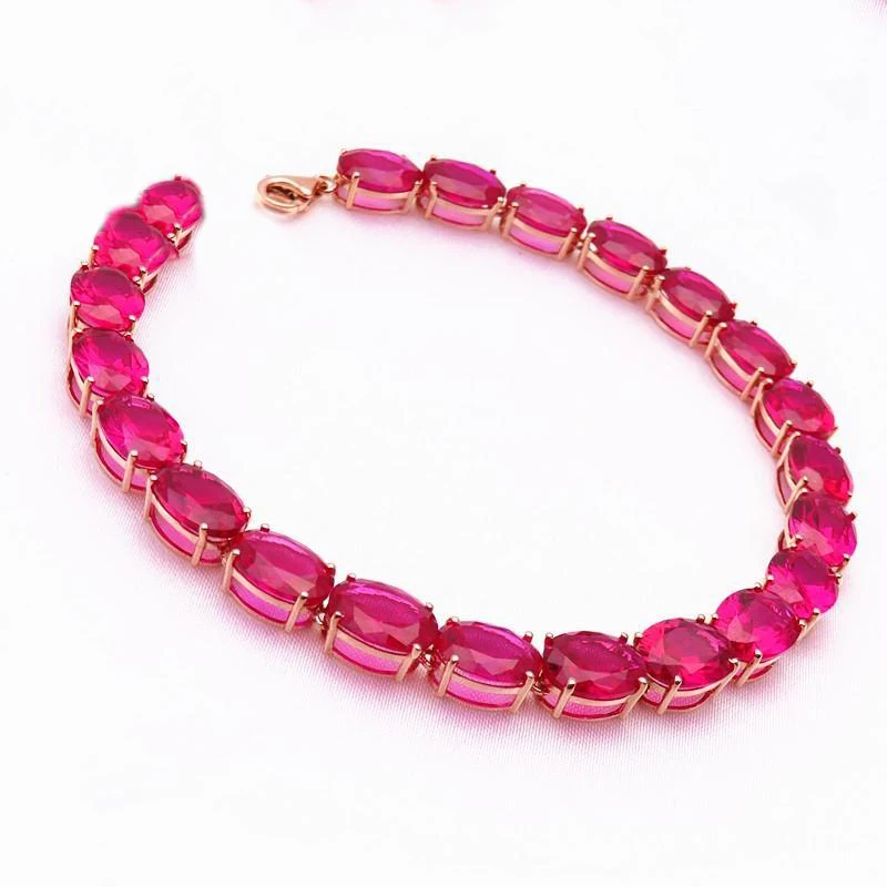 

Luxury Ruby Crystals Bracelets for Women585 Purple Gold Fashion 14K Rose Gold Engagement High Jewelry for Girlfriend Gift