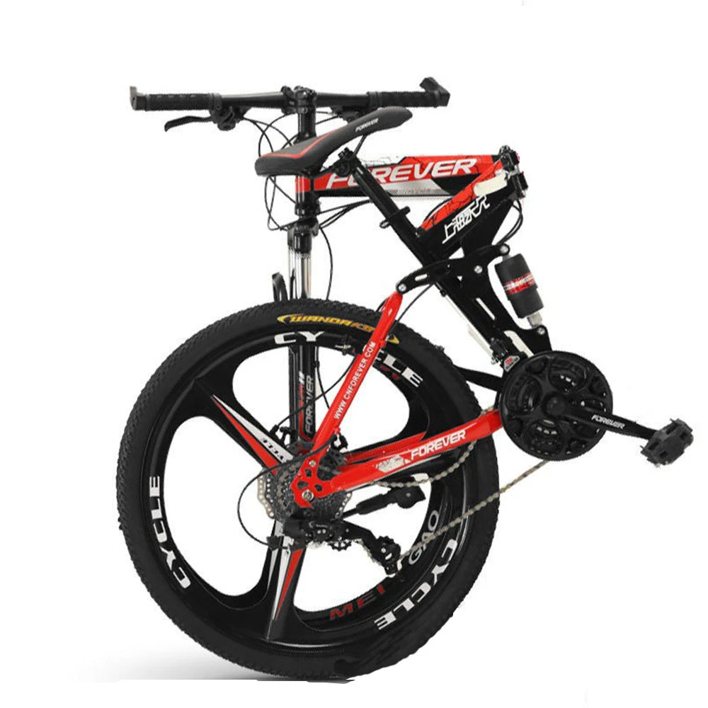 Fold Mountain Bike Dual Shock Absorption Bicycle Onepiece Wheel Carbon