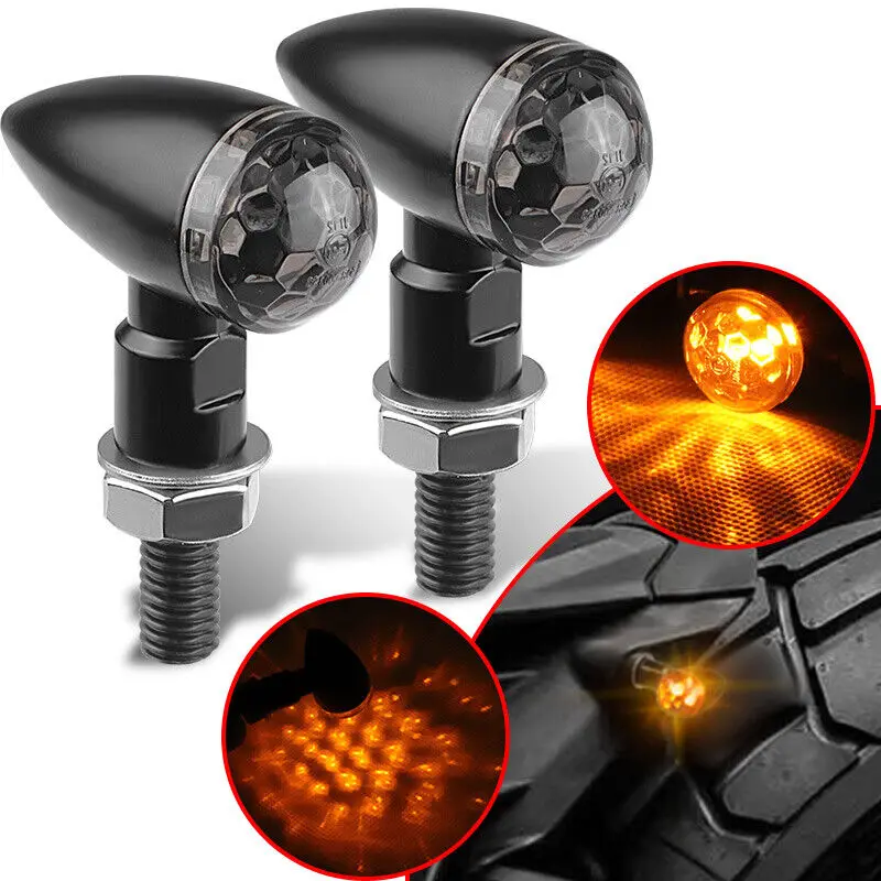 Motorcycle LED Turn Signals: 2X Mini 12V Amber Bike Lamp Light, E Marked, Ideal For Road Bikes &amp; Custom Builds From Ddmyapr, $59.9