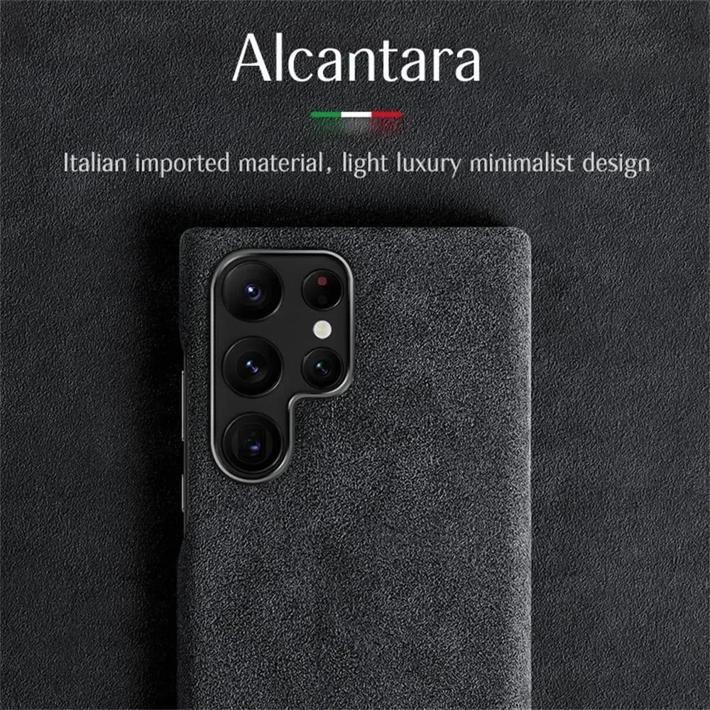 

Genuine Alcantara Leather Phone Case for Samsung Galaxy S23 Ultra S22 Plus S20 Premium Supercar Turn Fur Back Cover