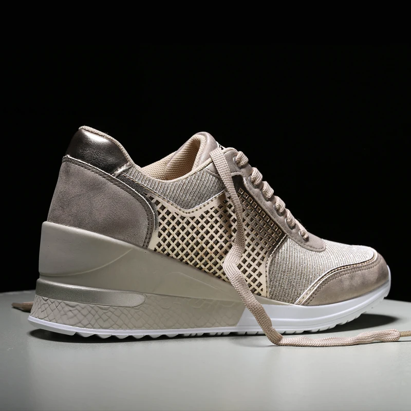 

Height Increasing Women's Vulcanized Shoes Light Breathable Walking Shoes Platform Shoes for Women Wedge Sneakers Handmade